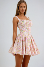 Floral Dress with Corset Details