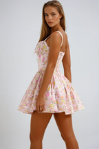 Floral Dress with Corset Details