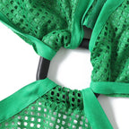 Green Mesh Maxi Dress with V-Neckline