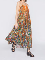 Floral Chiffon Draped Dress