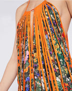 Floral Chiffon Draped Dress