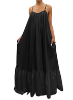 V-Neck A-Line Maxi Dress with Strap Details