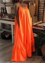 V-Neck A-Line Maxi Dress with Strap Details