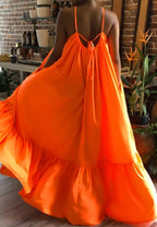 V-Neck A-Line Maxi Dress with Strap Details