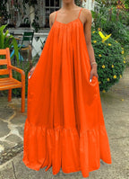 V-Neck A-Line Maxi Dress with Strap Details