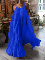 V-Neck A-Line Maxi Dress with Strap Details