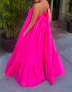 V-Neck A-Line Maxi Dress with Strap Details