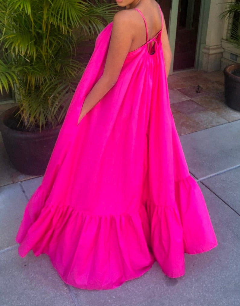 V-Neck A-Line Maxi Dress with Strap Details