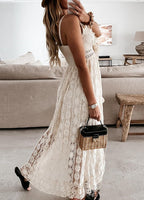 Lace A-Line Strap-Detail Midi Dress