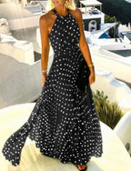 Cotton Polyester Dress with Halter Neckline