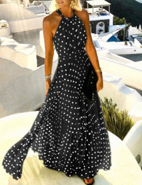 Cotton Polyester Dress with Halter Neckline