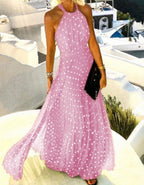 Cotton Polyester Dress with Halter Neckline