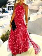 Cotton Polyester Dress with Halter Neckline