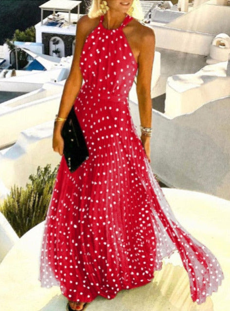 Cotton Polyester Dress with Halter Neckline