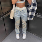 Skull-Graphic Y2K Jeans with Low Waist