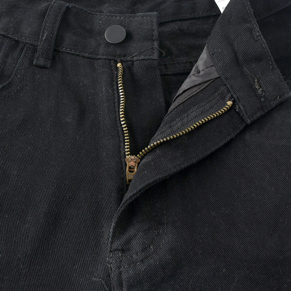 Skull-Graphic Y2K Jeans with Low Waist
