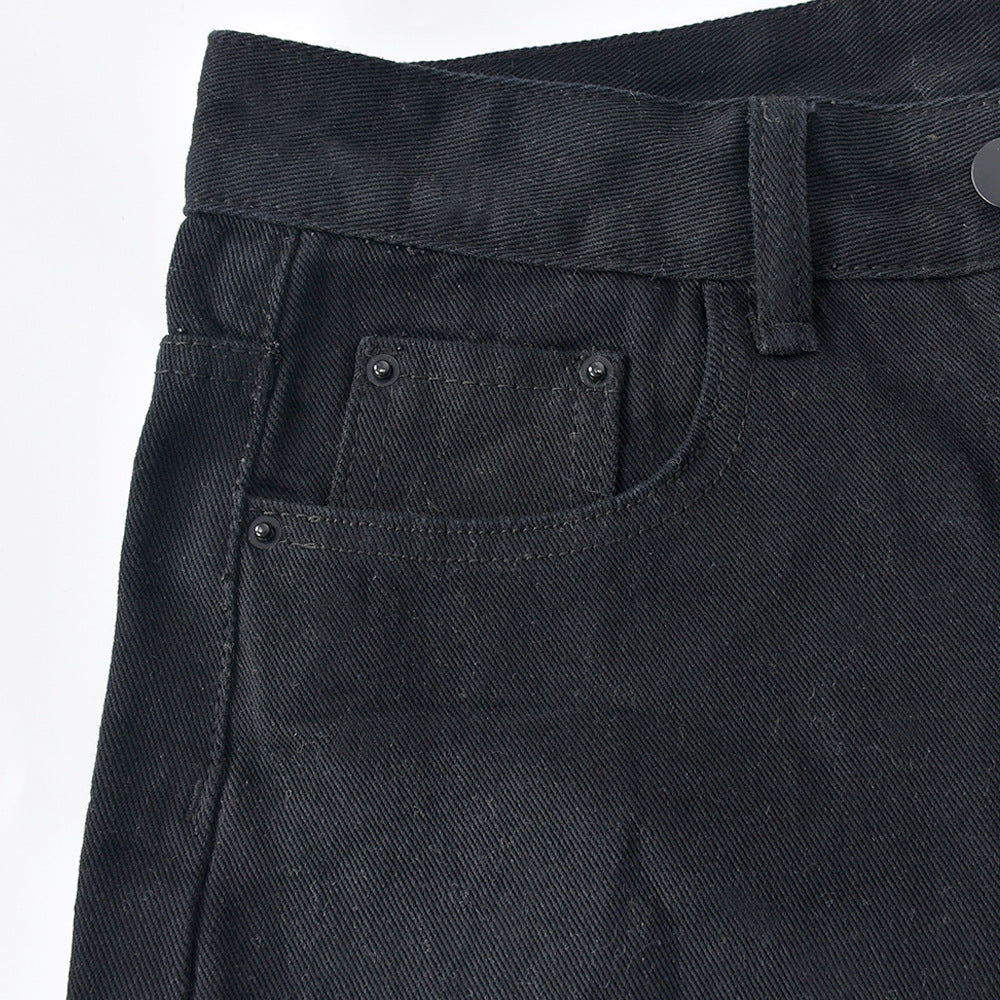 Skull-Graphic Y2K Jeans with Low Waist