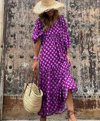 Cotton Relaxed-Fit Dress with V-Neckline