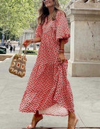 Cotton Relaxed-Fit Dress with V-Neckline
