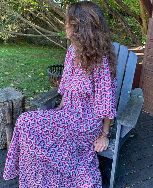 Cotton Relaxed-Fit Dress with V-Neckline