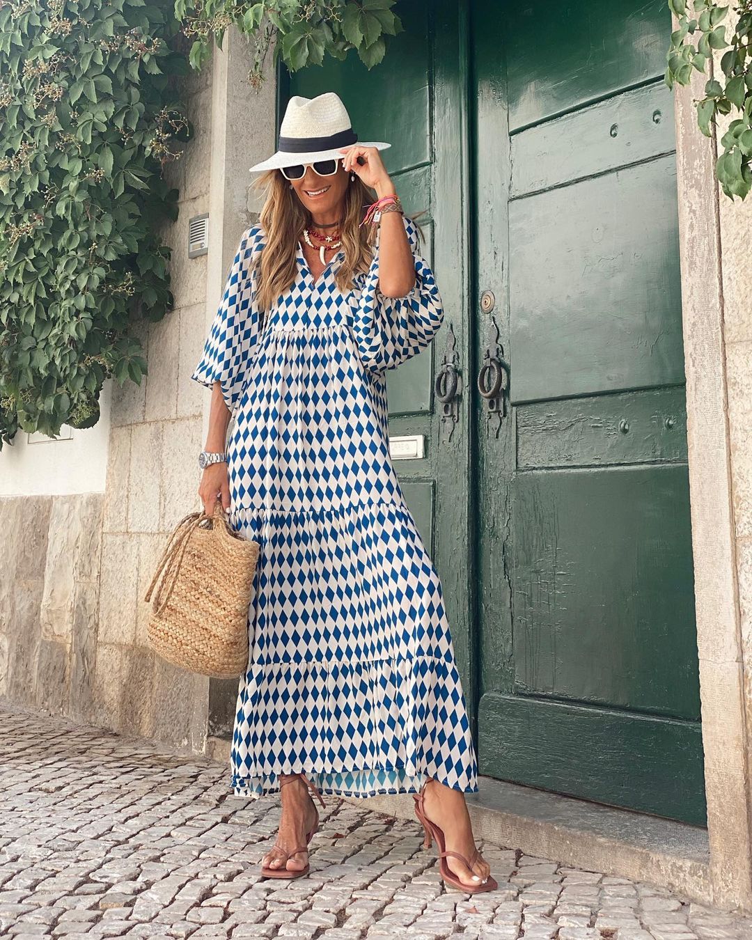 Cotton Relaxed-Fit Dress with V-Neckline