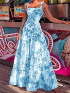 Polyester Relaxed-Fit Maxi Dress with Strap Details