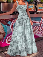 Polyester Relaxed-Fit Maxi Dress with Strap Details
