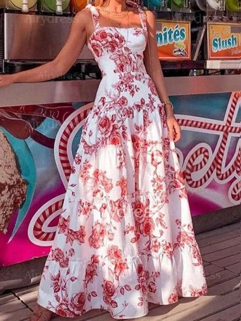 Polyester Relaxed-Fit Maxi Dress with Strap Details