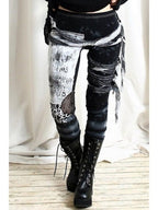 Gothic Distressed Gathered Leggings