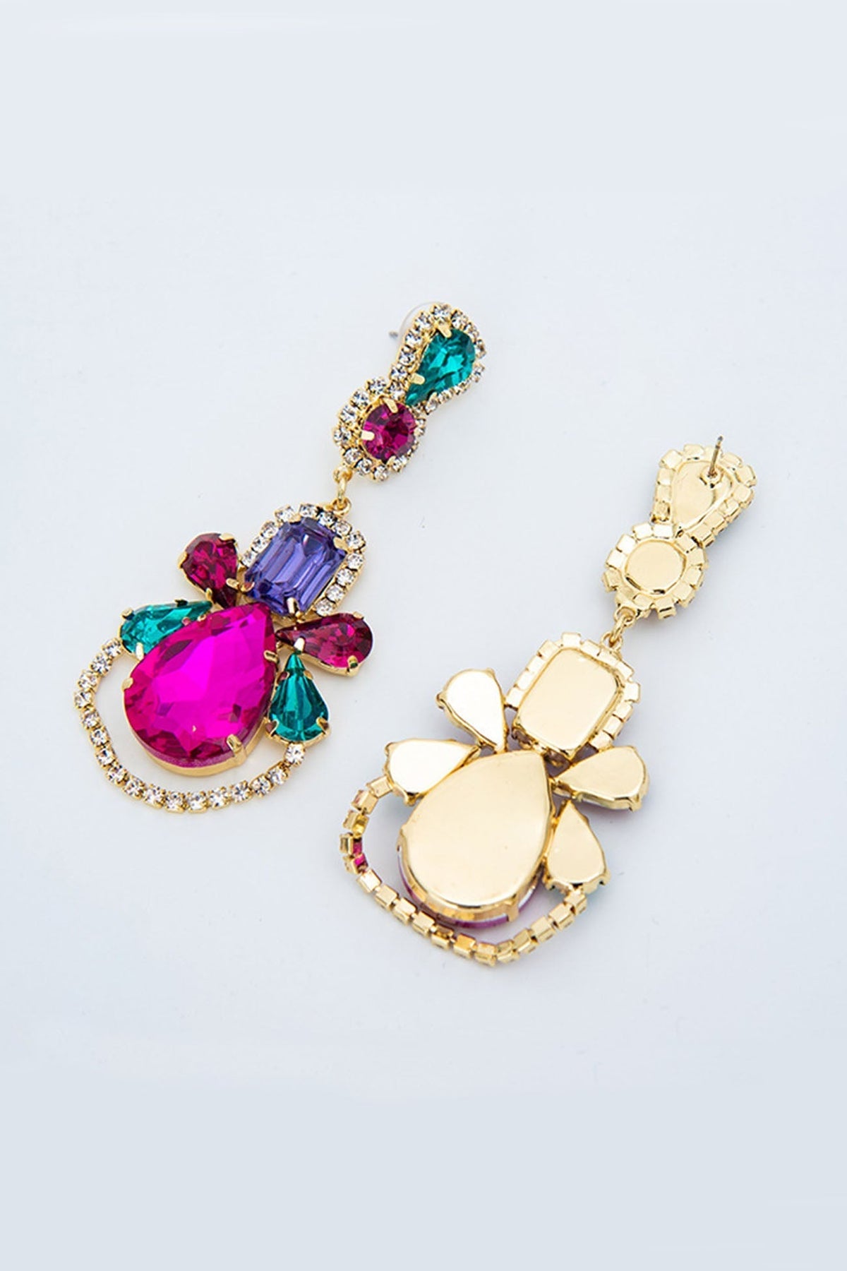 Cutout Drop Earrings with Rhinestone Details