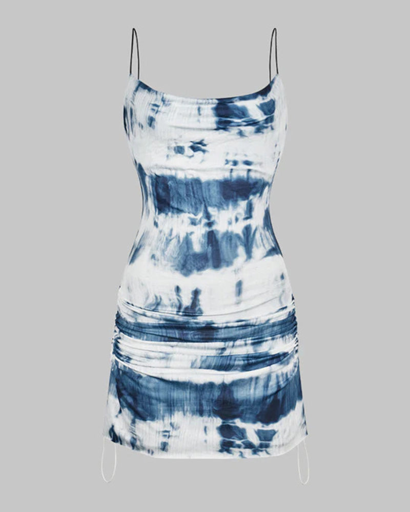 Cami Polyester Dress with Tie-Dye Patterning
