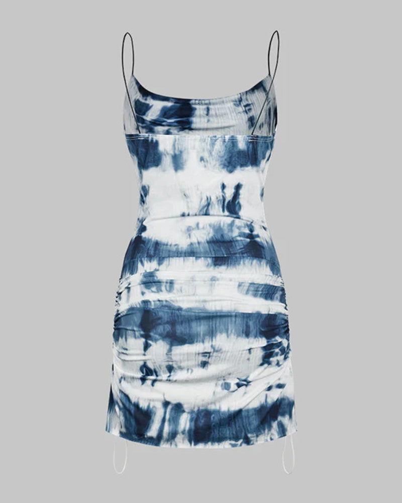 Cami Polyester Dress with Tie-Dye Patterning