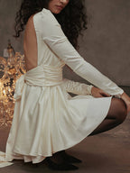 Bow-Detail Mini Dress in Ivory
