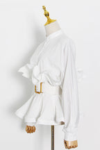 Ruched Ruffled Blouse
