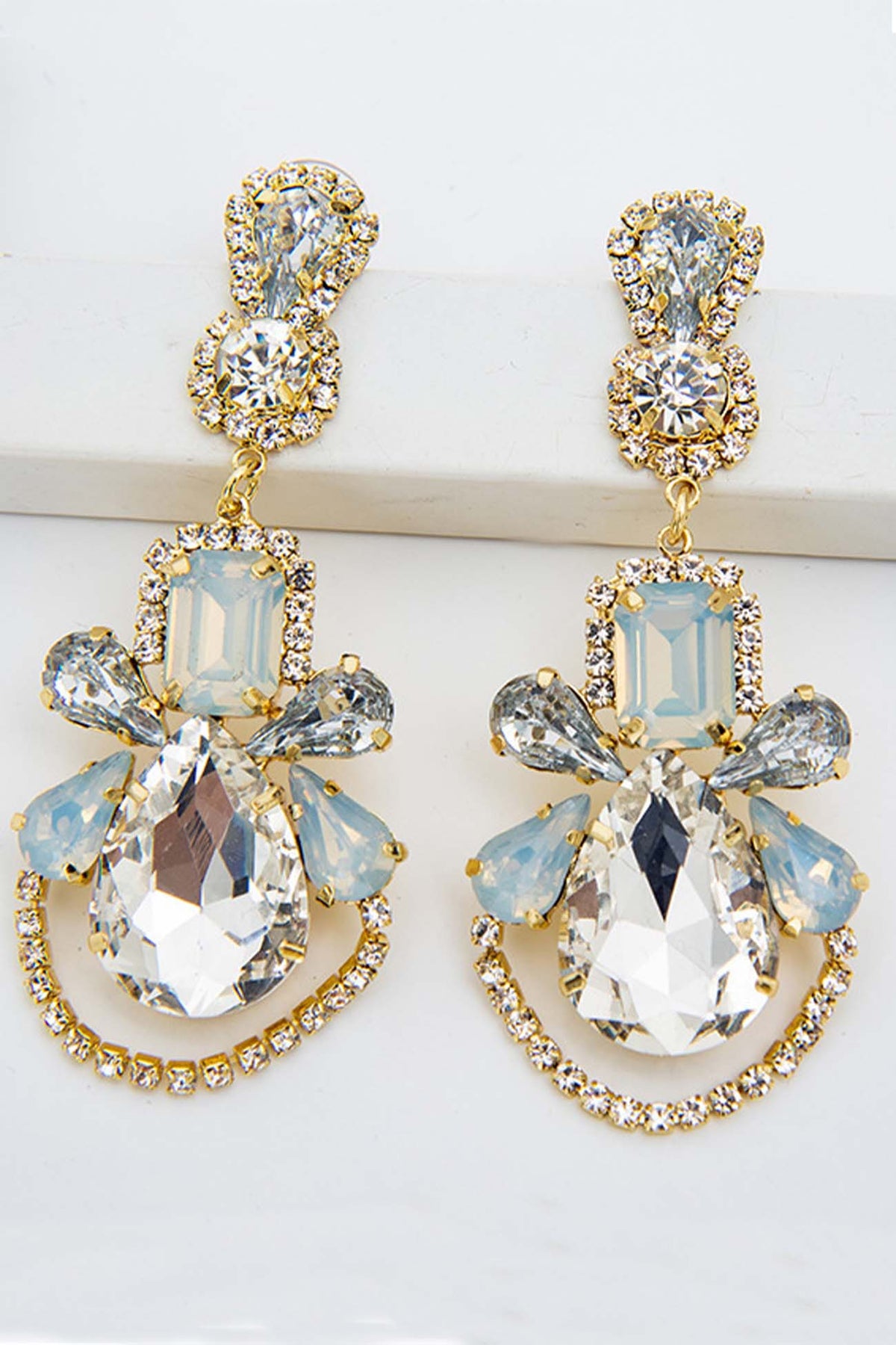Cutout Drop Earrings with Rhinestone Details