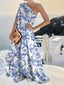 One-Shoulder Polyester Dress with Swing Shape