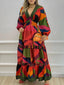 V-Neck Maxi Dress with Print Details