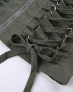 Corset-Style Polyester Top with Strap Details