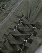 Corset-Style Polyester Top with Strap Details