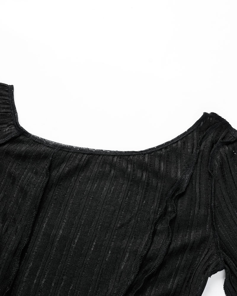 Off-Shoulder Polyester Top with Asymmetric Details