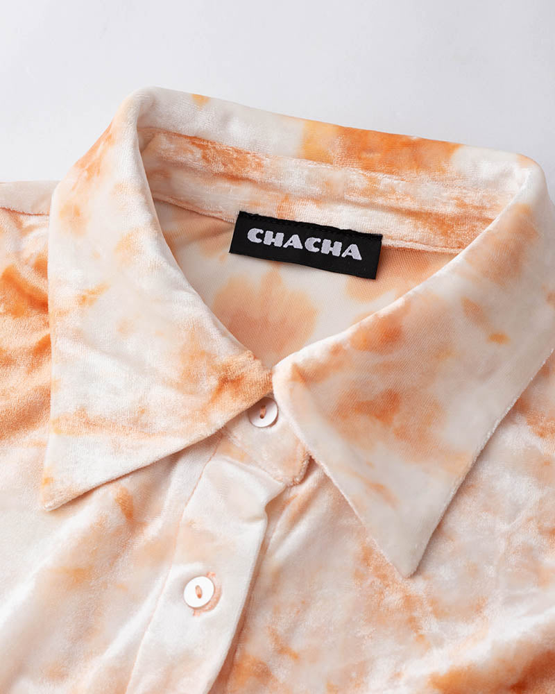 Collared Polyester Shirt with Long Sleeves