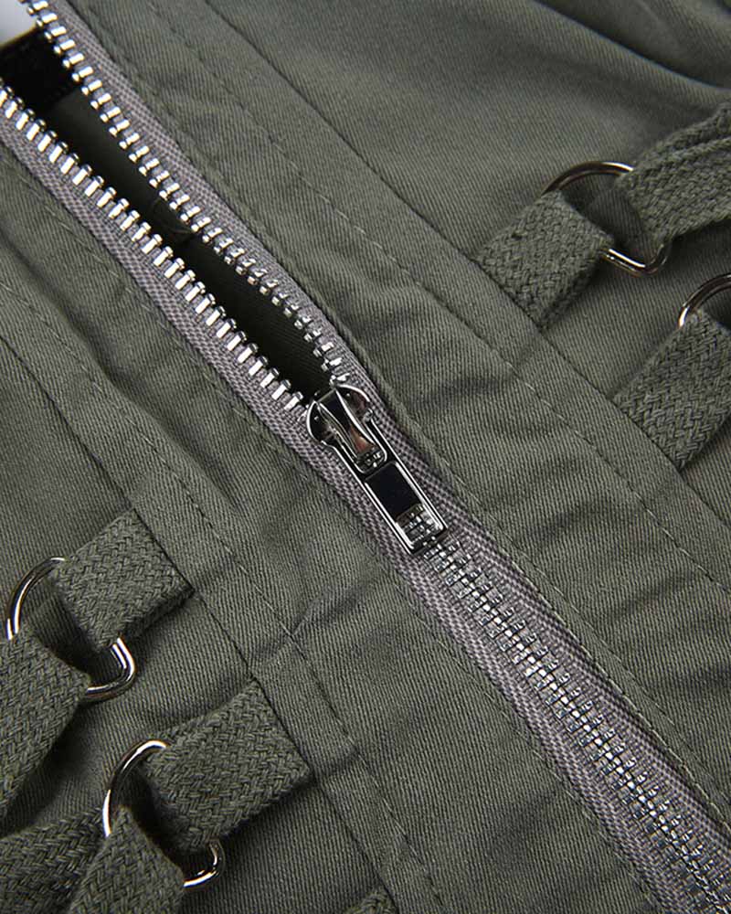 Corset-Style Polyester Top with Strap Details