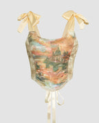 Stretch-Blend Cotton Corset-Style Cropped Top