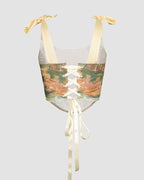 Stretch-Blend Cotton Corset-Style Cropped Top