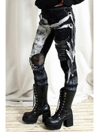 Gothic Distressed Gathered Leggings