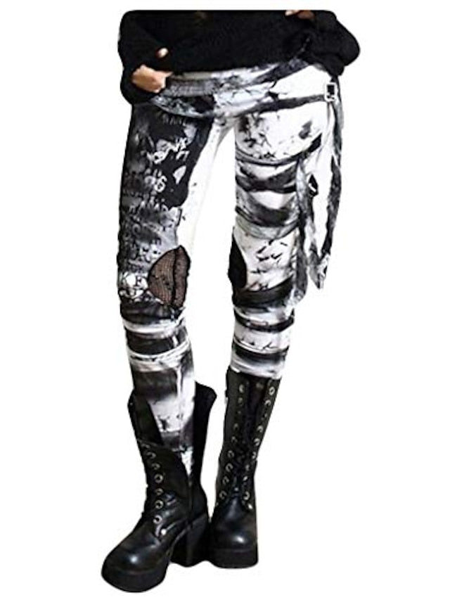 Gothic Distressed Gathered Leggings Main image