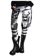 Gothic Distressed Gathered Leggings